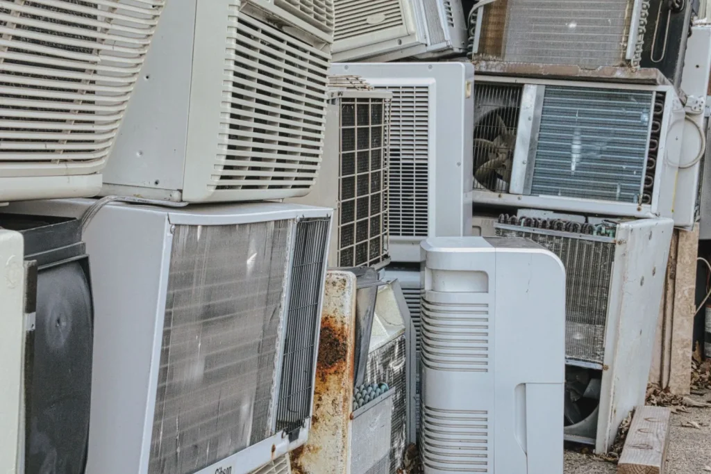 Close-up of a removable recovery ventilator core showing the layered heat exchange material